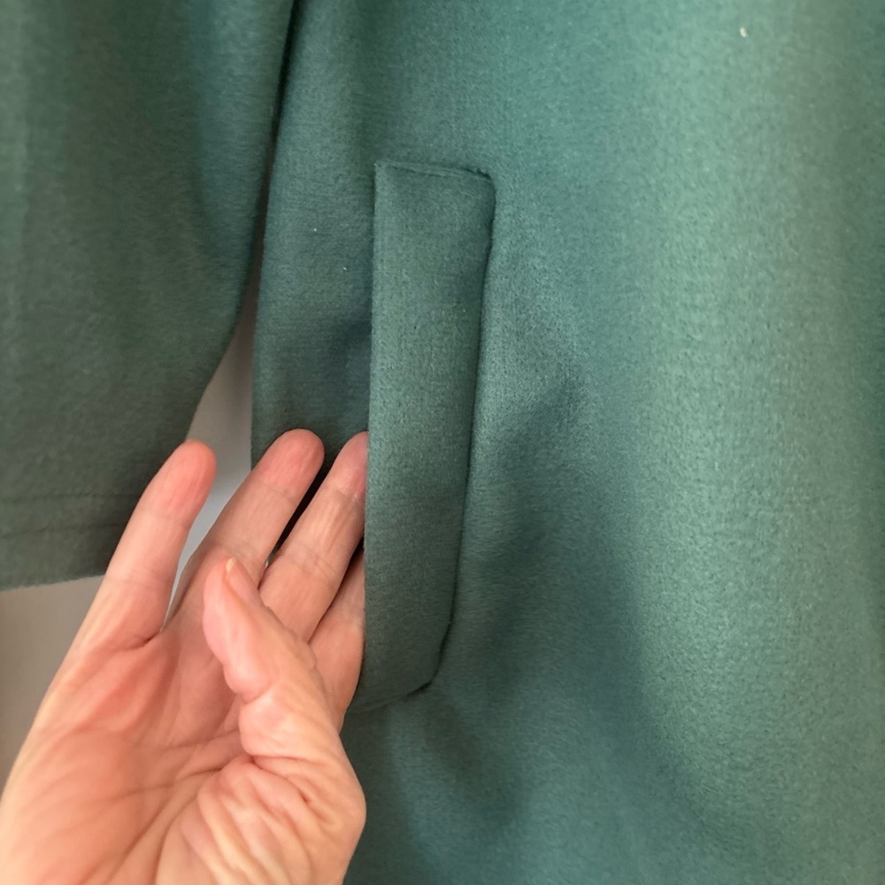 Women’s Hooded Coat M Sage Green Cotton Spandex Snaps Distinctive Details New - Picture 6 of 13